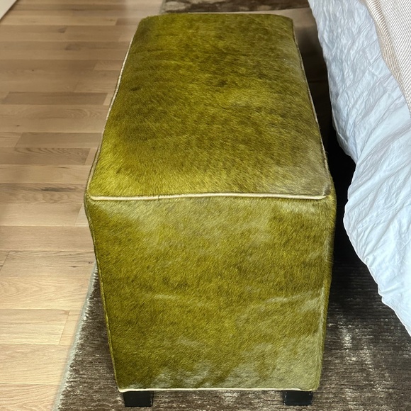 Crate & Barrel Hide Ottoman in Evergreen - Picture 1 of 9